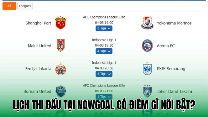 Lịch thi đấu tại Nowgoal có điểm gì nổi bật?